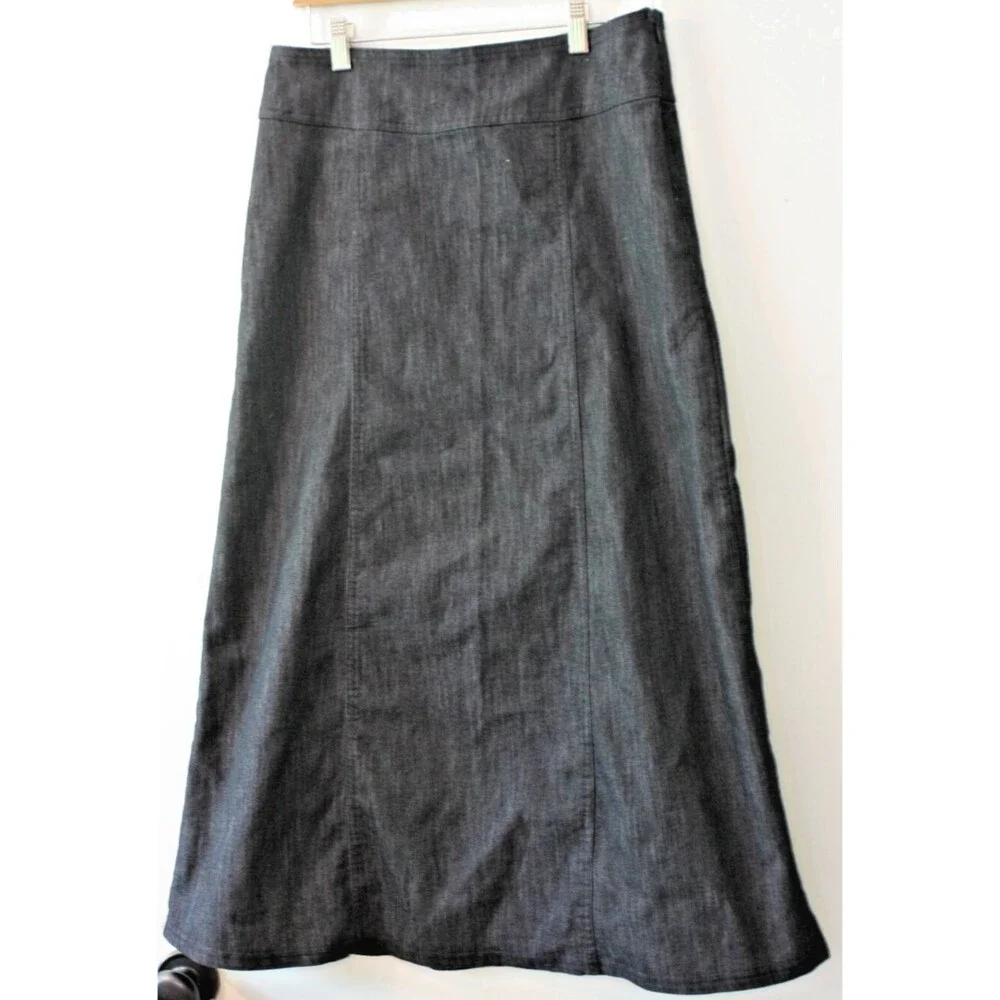 Baby O Skirt Womens sz 6 Black Denim Maxi Long A-Line - Picture 2 of 6
